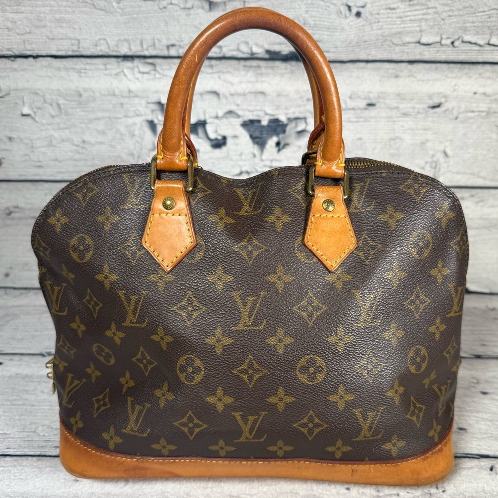 Louis Vuitton Alma Brown Canvas Monogram Leather Handbag